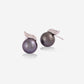 White Gold Grey Pearl With Diamonds Stud Earrings - Ref: 17862
