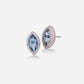 White Gold Blue Topaz With Diamonds Stud Earrings - Ref: KK00061