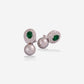 White Gold;Grey Pearl and Emerald With Diamond Earring