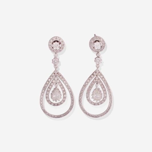 White Gold Drops With Diamonds Earrings - Ref: RK00753