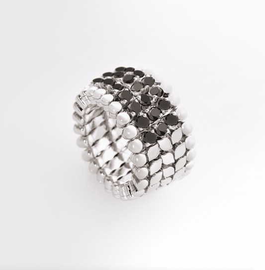 Zoom, Half Round Black Diamond White Gold