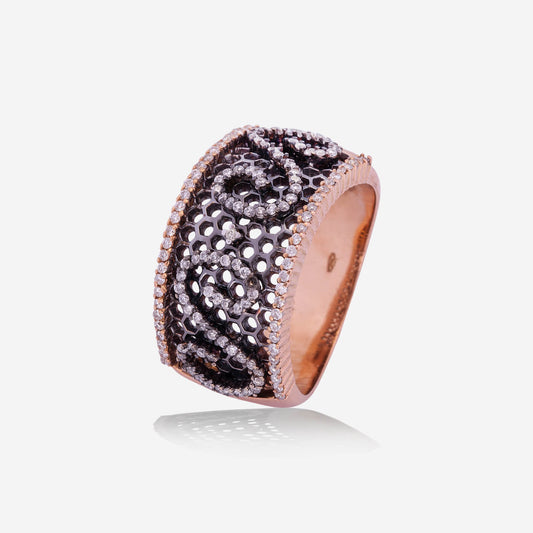 Rose Gold With S Lines Diamonds Ring - Ref: RY05785