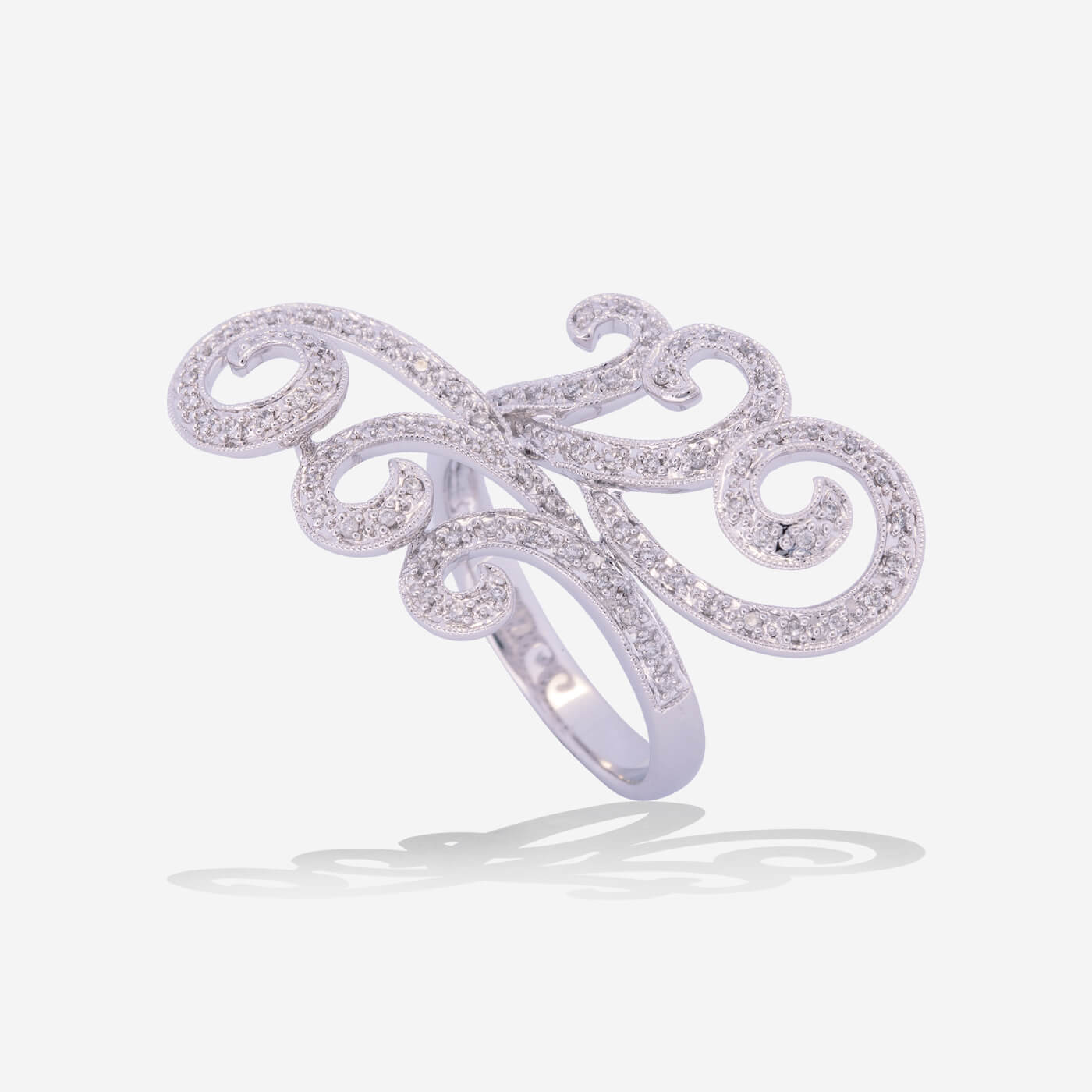 White Gold Ivy With Pave Diamonds Ring - Ref: RY03492