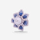 White Gold Flower White Pearl With Blue & White Diamonds Ring - Ref: RY07001