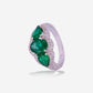 White Gold Middle Emeralds With Diamonds Ring - Ref: KY00030