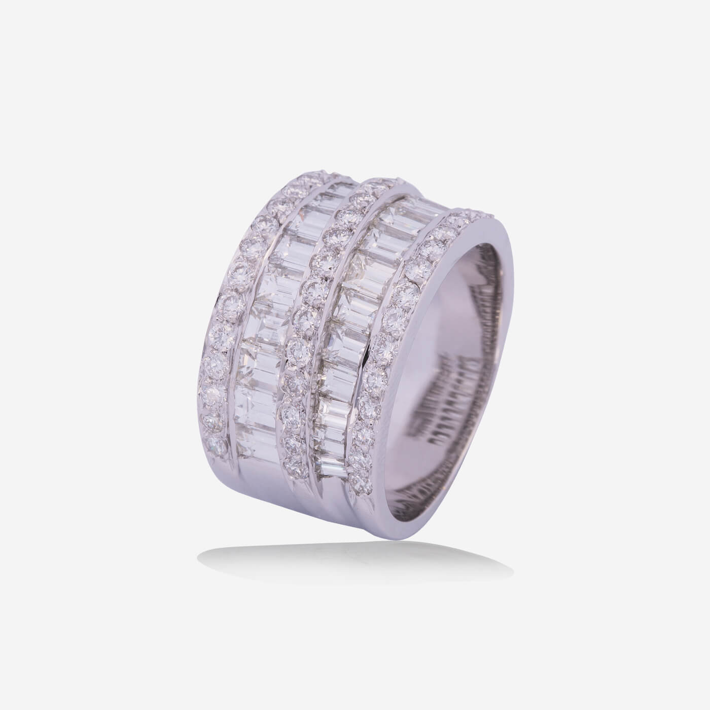 White Gold 5 Half Rows Diamonds Band Ring - Ref: RY04773