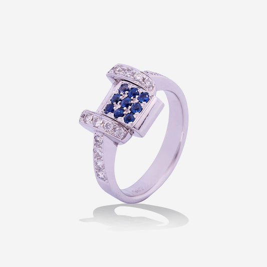 Multi Functional White Gold Ring With Sapphire And Diamonds- Ref: RY08537