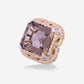 Rose Gold Square Smoky Quartz With Diamonds Ring - Ref: RY07127