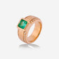 Yellow Gold Middle Emerald With Side Diamonds Ring - Ref: RY03089