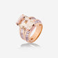 Yellow Gold Lemon Quartz With Diamonds Ring - Ref: ZY4330Z