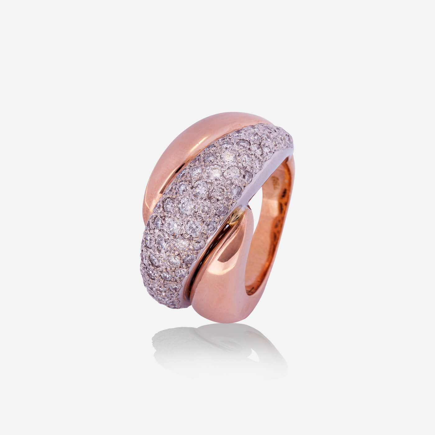 Rose & White Gold Hugging Diamonds Band Ring - Ref: RY04350