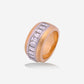 Yellow & White Gold Diamonds Inlayed Band Ring - Ref: RY03647