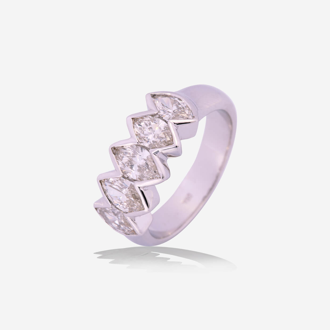White Gold 5 Marquise Diamonds Ring - Ref: RY04365