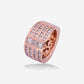 Rose Gold  4 Lines Diamonds Thick Band Ring - Ref: RY07575