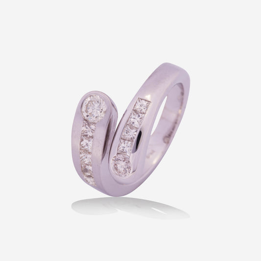 White Gold 2 Sides Diamonds Ring - Ref: RY06241