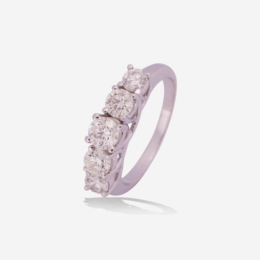White Gold 5 Round Diamonds Ring - Ref: RY05236