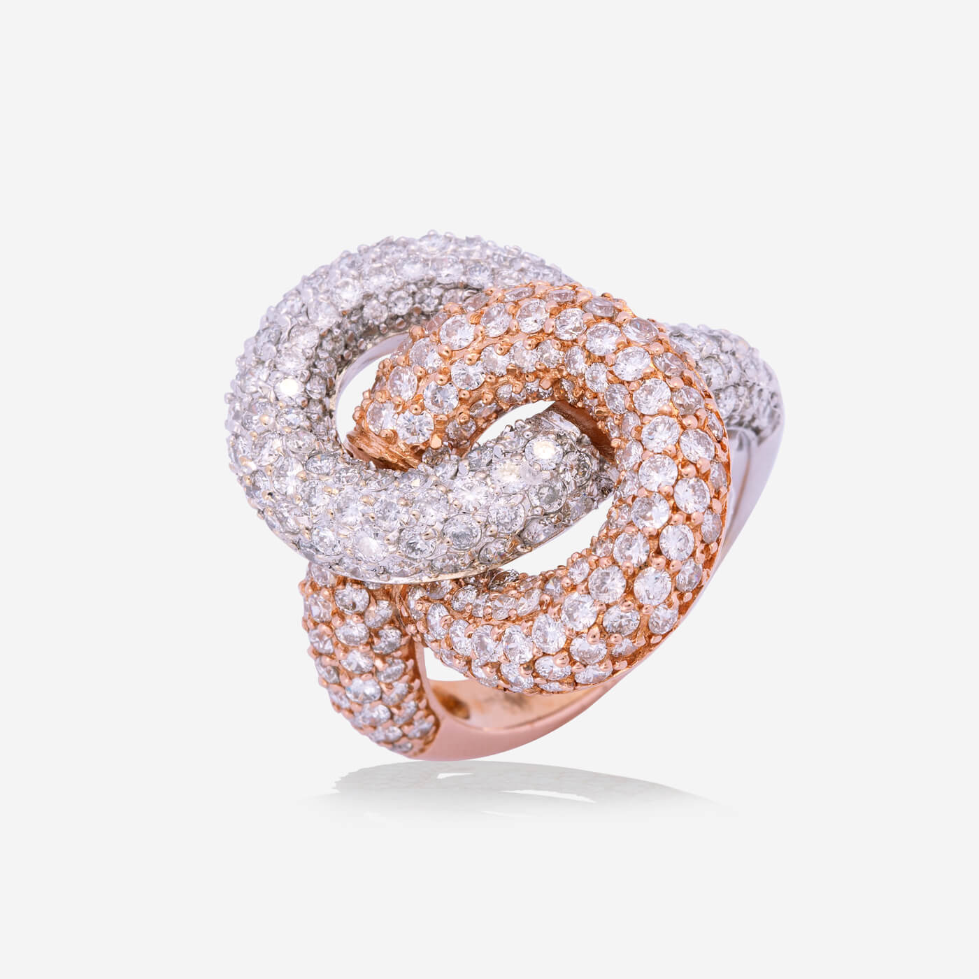 Rose & White Gold Diamonds Links Ring - Ref: RY06235
