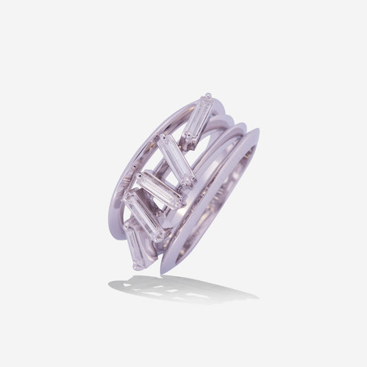 White Gold Sprinkel Diamonds Ring - Ref: RY02296
