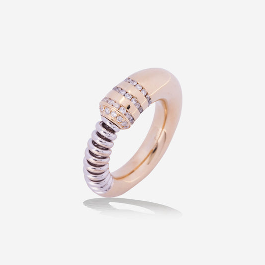 Yellow & White Gold With Diamonds Half Spring Ring - Ref: RY06383