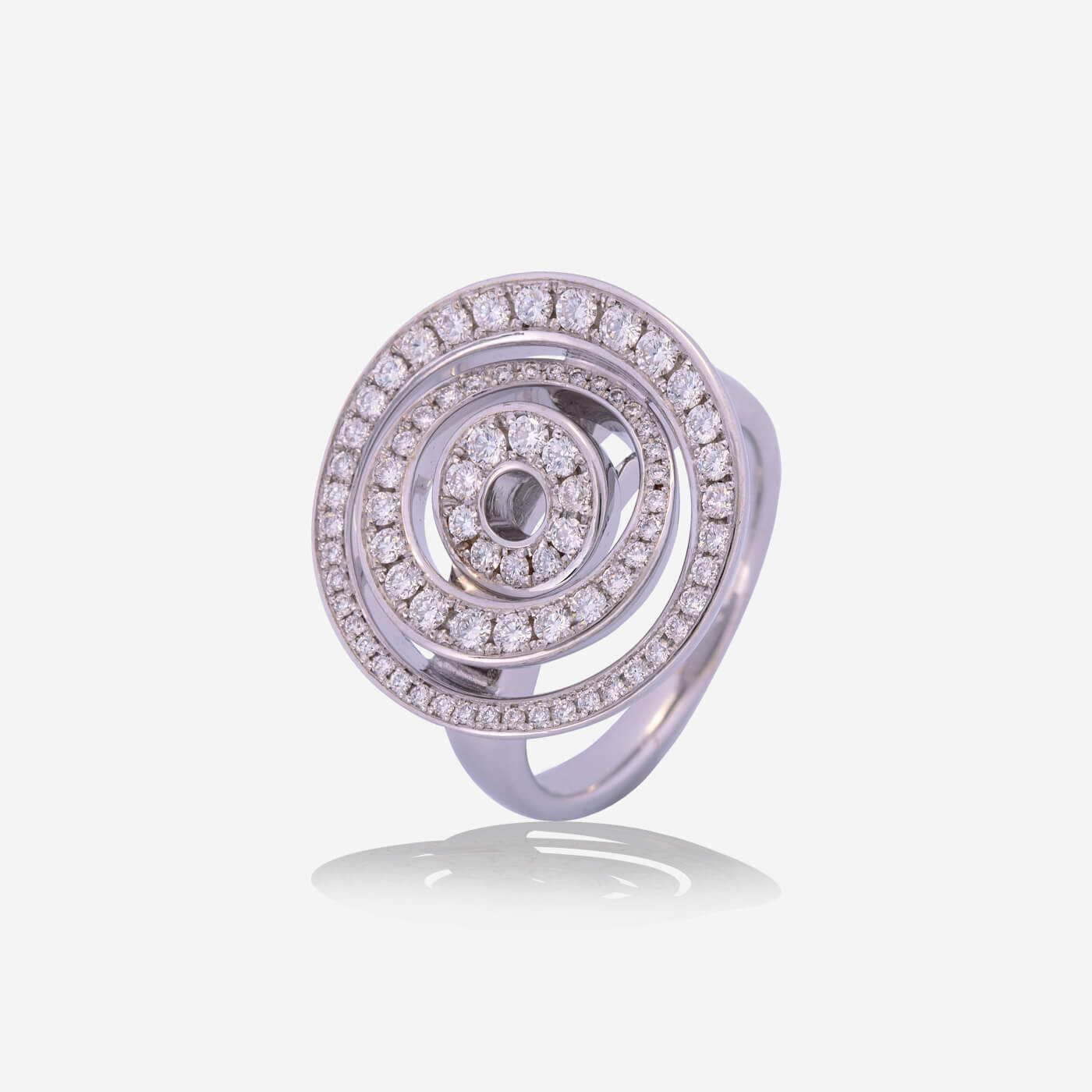 White Gold Swirl With Diamonds Ring - Ref: RY06570